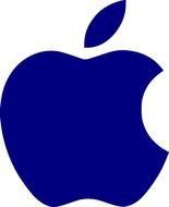 apple bite blue silhouette icon