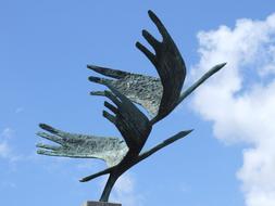 metal Cranes Bronze Statue