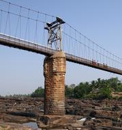 rope bridge over the ghataprabha river, India