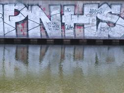 graffiti reflected in landwehrkanal, Berlin