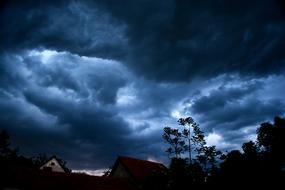 dark Stormy Clouds over village