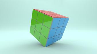 blue, red, green, rubik's cube