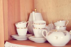 tea set by wall