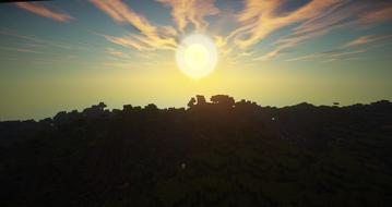 minecraft video game play sunrise