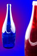 red and blue decorative bottles