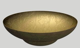 dish bowl metal gold etched