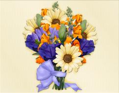 colorful bouquet with ribbon as illustration