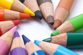 spectrum of multi-colored pencils, close-up