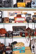 Vintage Photography Cameras on shelves