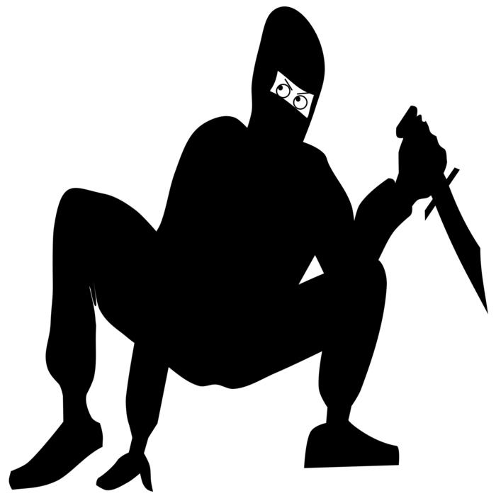 ninjia mask knife squat crouch