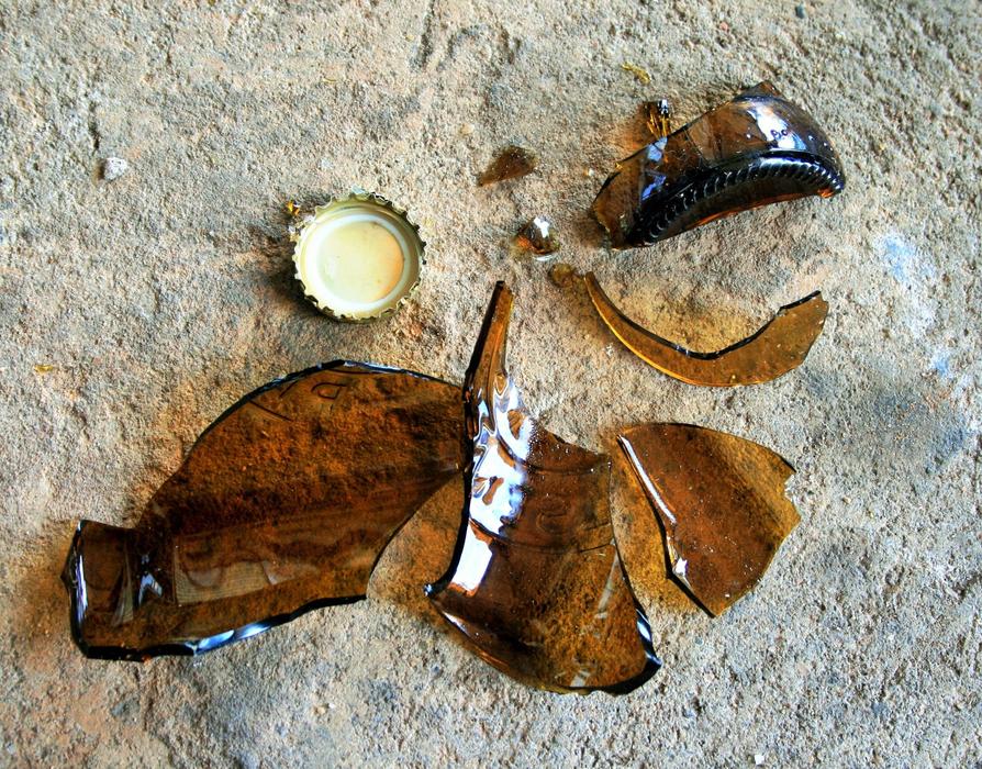 broken bottle in the sand
