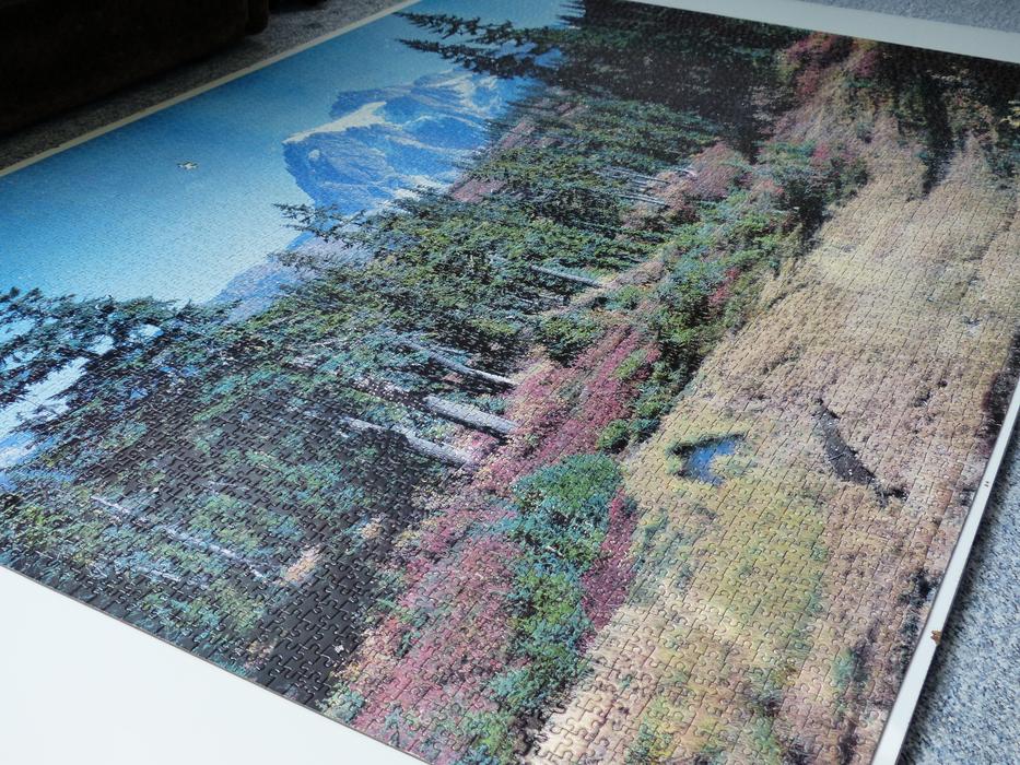 puzzles, forest and mount shuksan
