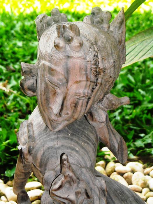 Wood Princess Sculpture in garden