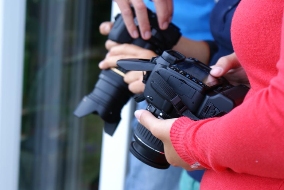 hands, fingers, cameras