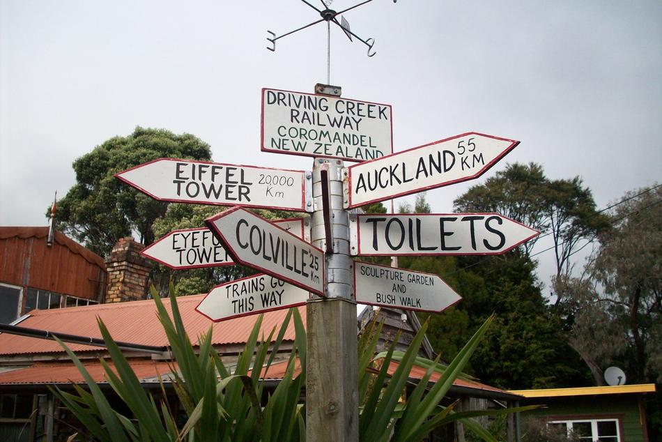 address pointers on a pole in New Zealand