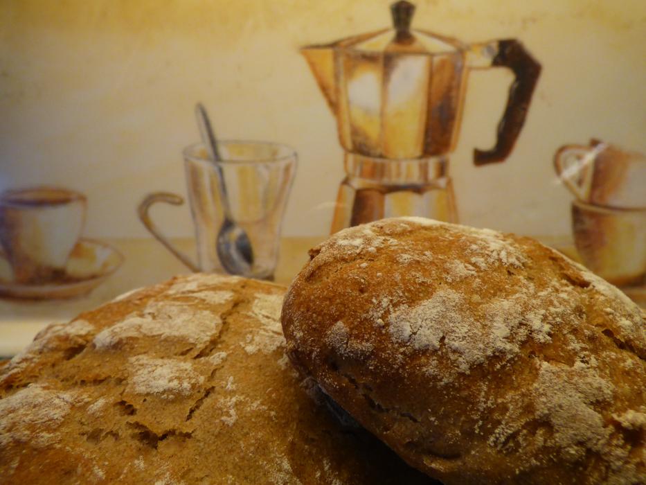coffee, fresh rye bread in South Tyrol