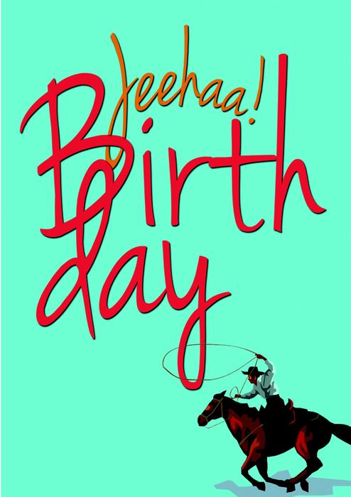 postcard, cowboy, birthday