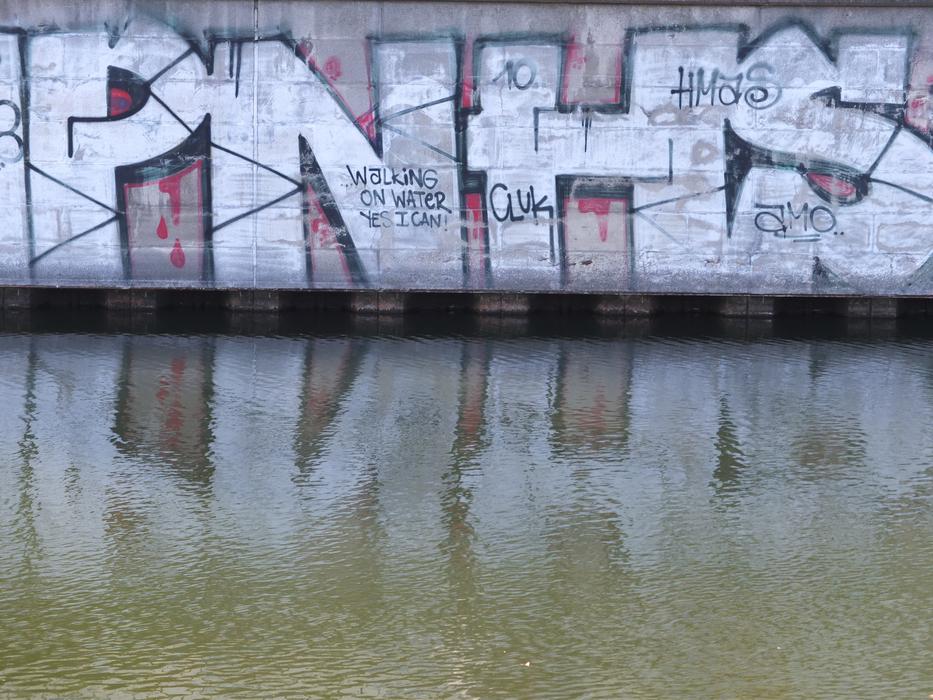graffiti reflected in landwehrkanal, Berlin