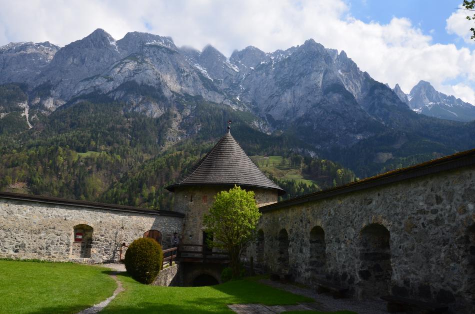 fortress wall on the background of the mountain