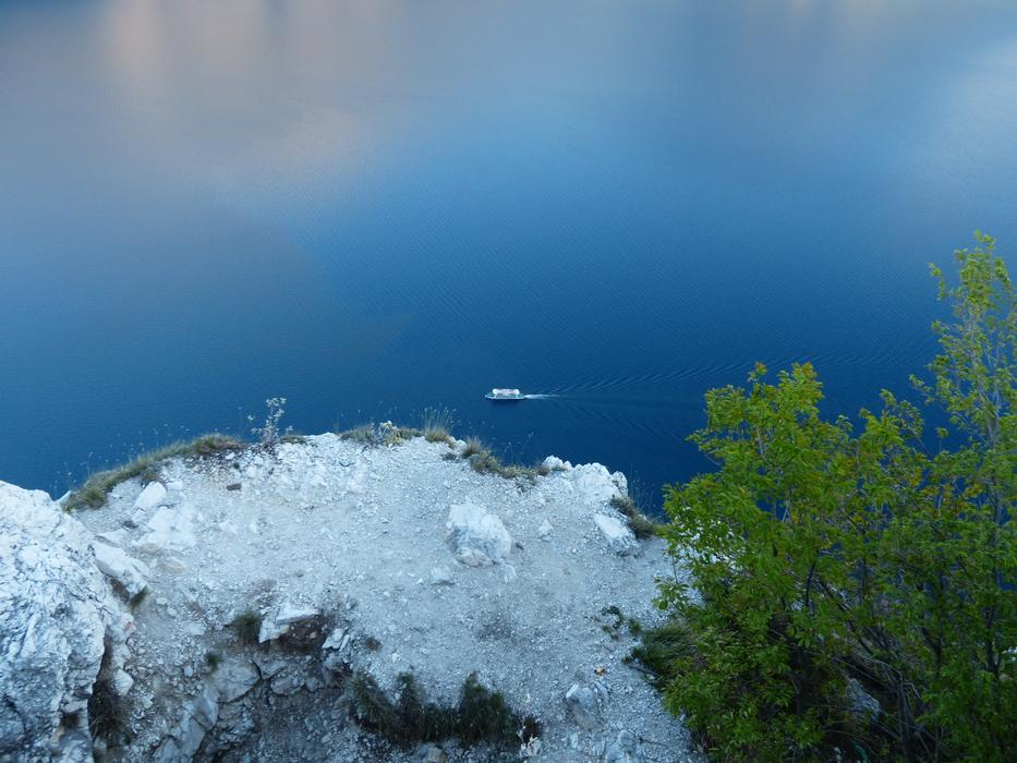 view of the ferry from the top of bocca larici, Italy