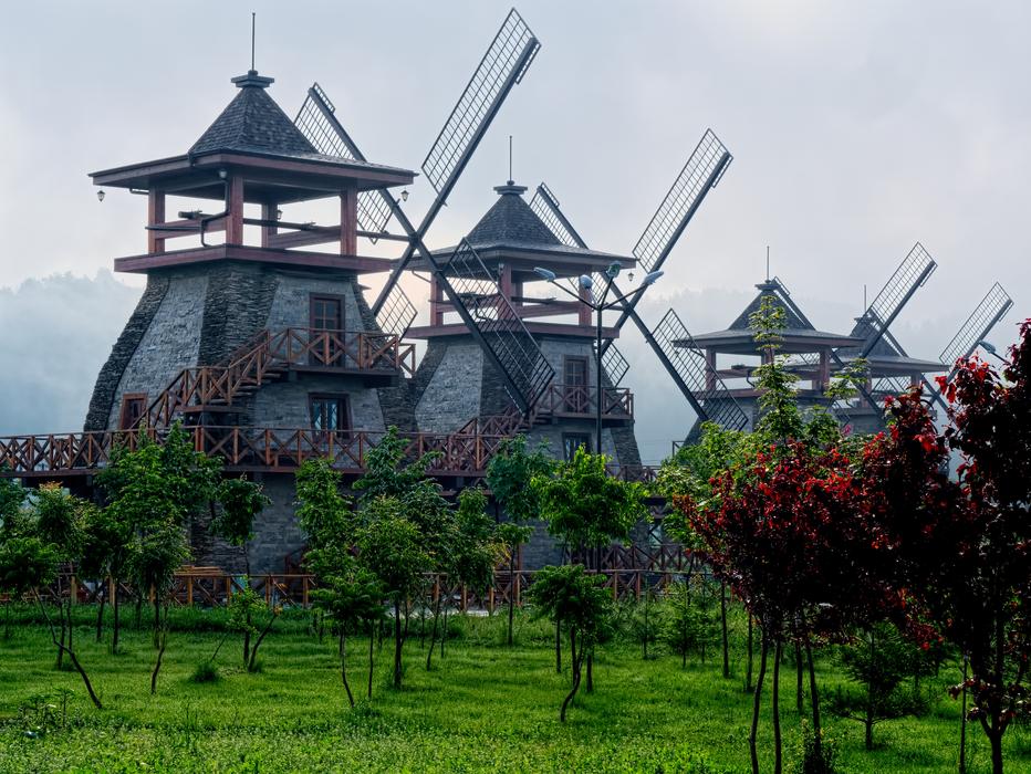 Mills In The Fog Near