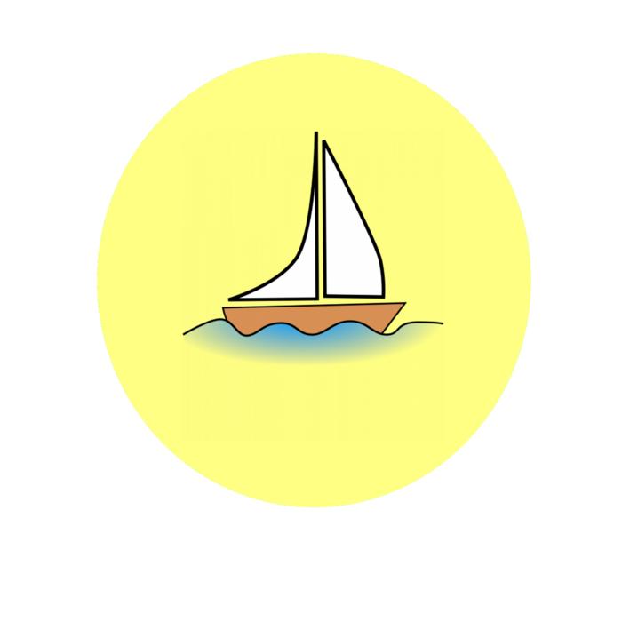 sailing ship in yellow circle