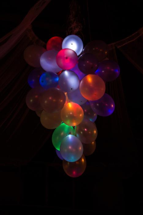 colorful balloons in the dark