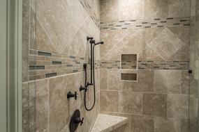 Shower in Tile Bathroom, contemporary interior detail