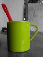Green Cup with Spoon