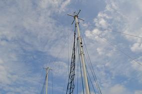 Sailing Boat Mast against blue sky