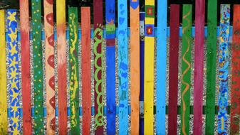 Garden Fence Wood Colorful