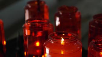 red glass Candles Light