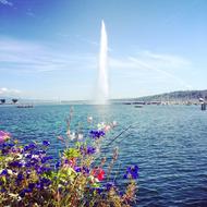 Water Jet Geneva and flowers