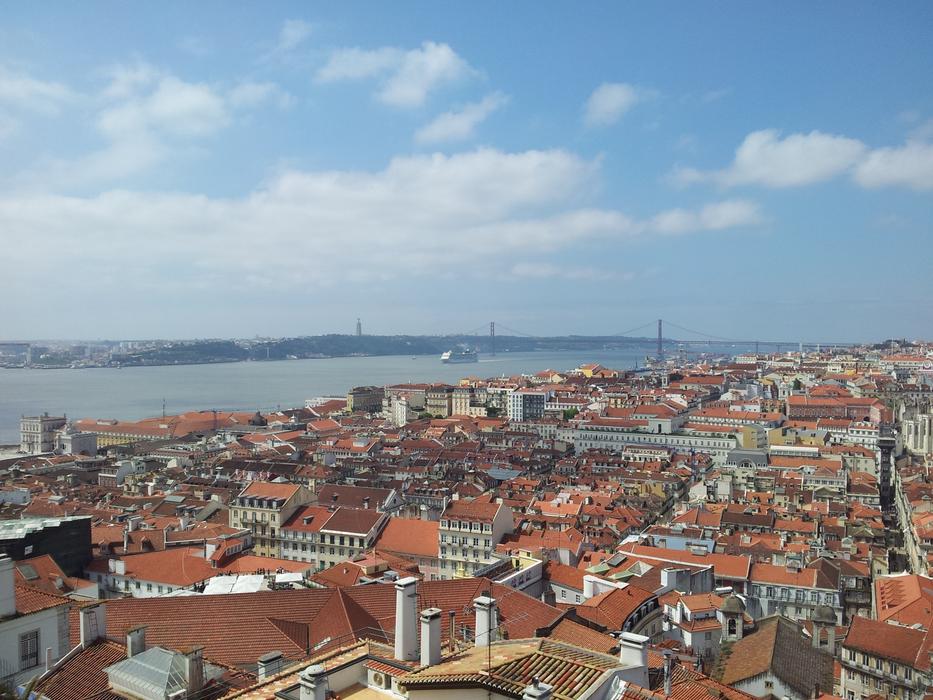 rooftops and tajo river in Lisbon