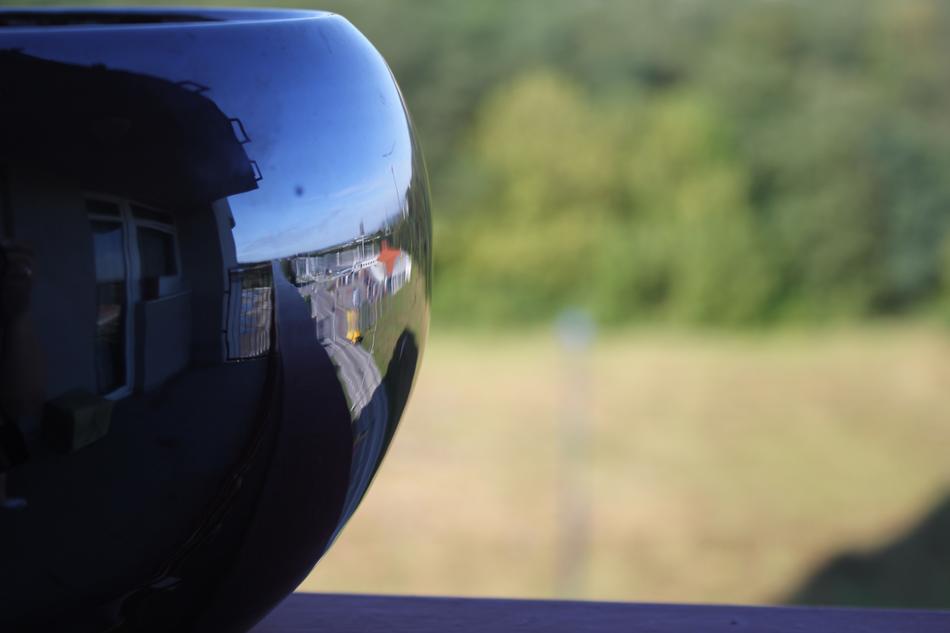 glossy Flowerpot with Reflection outdoor