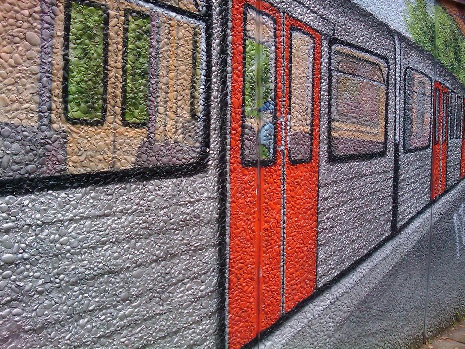 Drawing of carriages on the wall