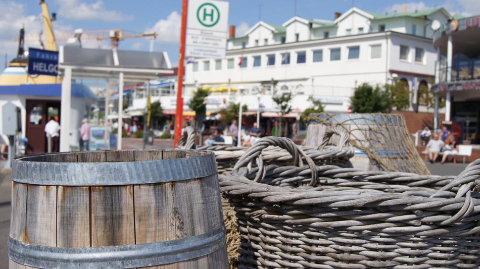 wooden barrels at the port in Busum, Germany