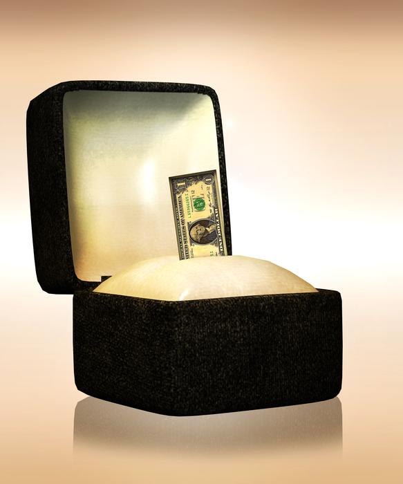 ring box dollar bill dollar box