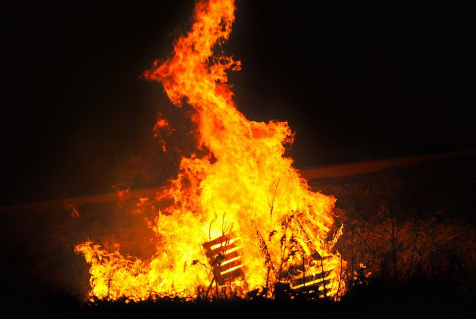 bright fire in the field