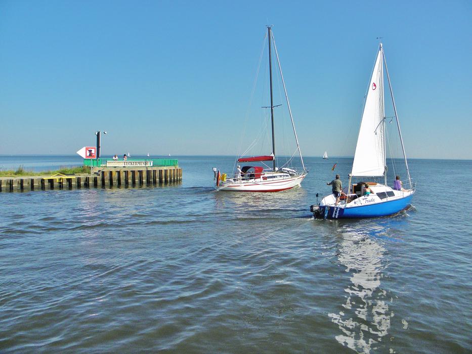 Haff Sailing Boats at Port Exit