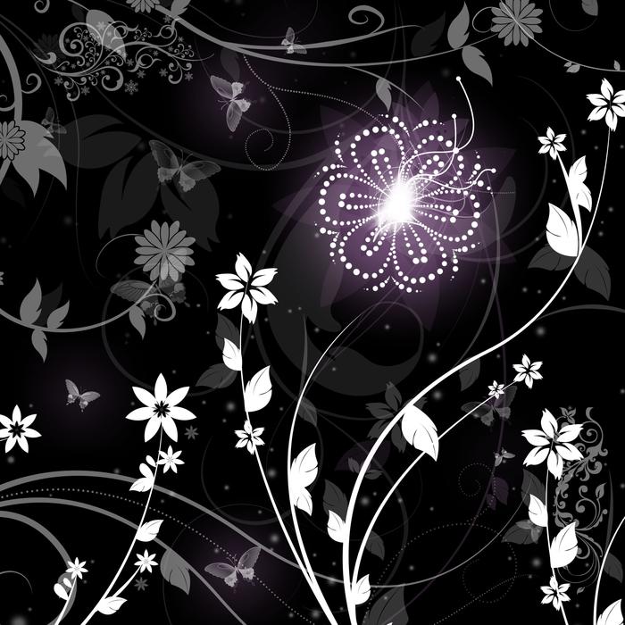 floral art black design