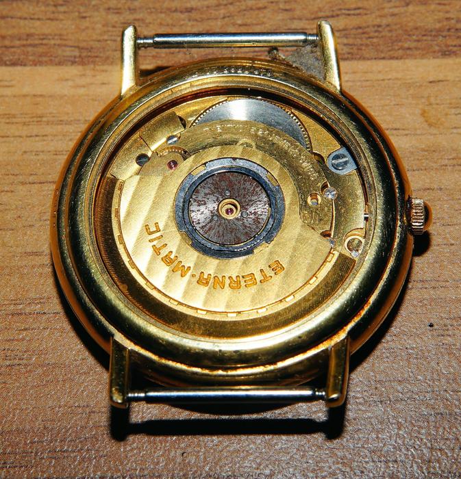 Eterna-Matic vintage Swiss wristwatch, macro