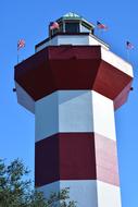 Lighthouse Red and white tower on coast