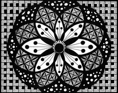 rosette, black and white drawing