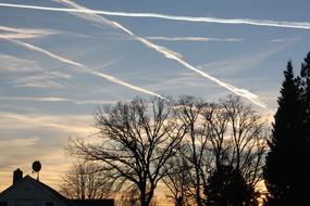 Contrail Evening Sky
