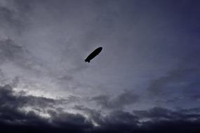 Zeppelin Airship on Clouds sky