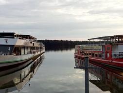 Ship in Lake at Evening