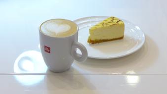 Lemon dessert with coffee