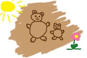 children drawing bear sun drawing