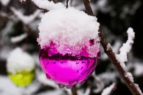 snow covered Christmas ball